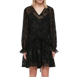 All Saints gold hints pattern v-neck dress